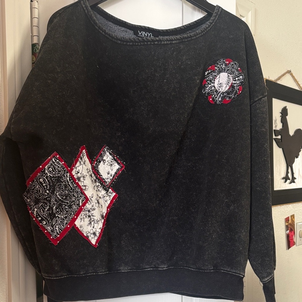 Women's Black sweatshirt with Red Accents